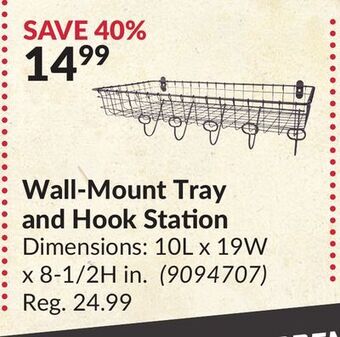 Princess Auto Wall-mount tray and hook station offer