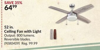 Princess Auto 52 in. ceiling fan with light offer