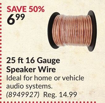 Princess Auto 25 ft 16 gauge speaker wire offer