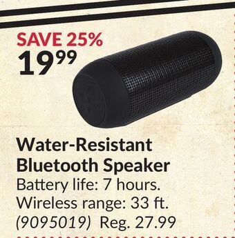 Princess Auto Water-resistant bluetooth speaker offer
