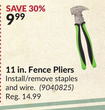 Princess Auto 11 in. fence pliers offer