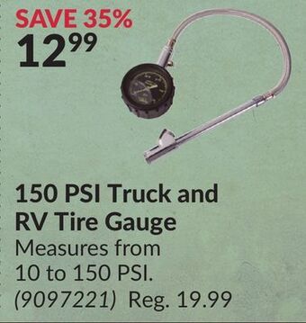 Princess Auto 150 psi truck and rv tire gauge offer