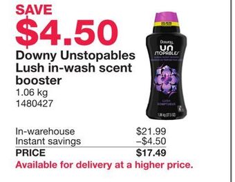 Costco Downy unstopables lush in-wash scent booster offer