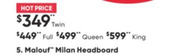 Sleep Country Malouf milan headboard offer