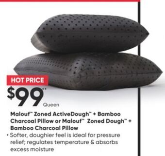Sleep Country Malouf zoned activedough + bamboo charcoal pillow or malouf zoned dough + bamboo charcoal pillow offer