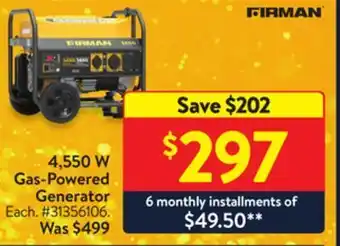 Walmart 4,550 w gas-powered generator offer