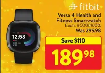 Walmart Versa 4 health and fitness smartwatch offer