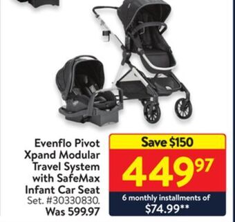 Walmart Evenflo pivot xpand modular travel system with safemax infant car seat offer