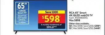 Walmart Rca 65" smart 4k qled webos tv offer