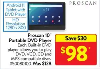 Walmart Proscan 10" portable dvd play/er offer