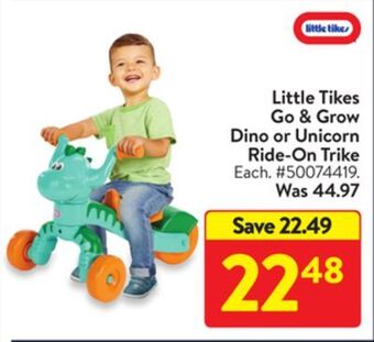 Walmart Little tikes go & grow dino or unicorn ride-on trike offer