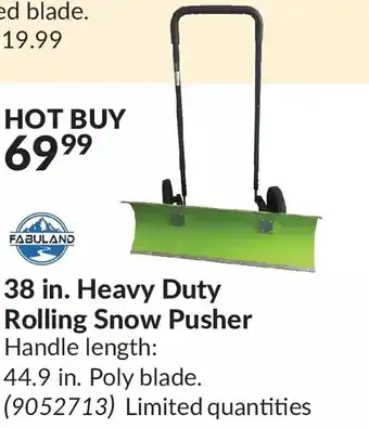 Princess Auto Fabuland 38 in. heavy duty rolling snow pusher offer