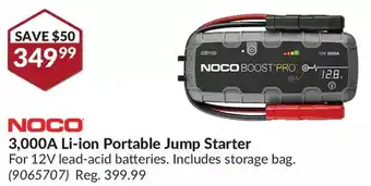 Princess Auto Noco 3,000a li-ion portable jump strater offer