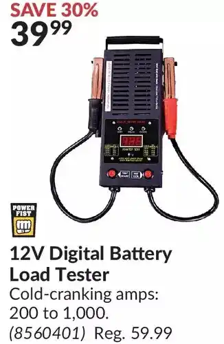 Princess Auto Power fist 12v digital battery load tester offer