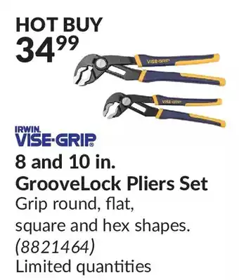 Princess Auto Irwin vise-grip 8 and 10 in. groovelock pliers set offer