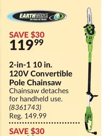 Princess Auto 2-in-1 10 in. 120v convertible pole chainsaw offer
