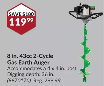 Princess Auto Tazz 8 in. 43cc 2-cycle gas earth auger offer