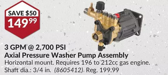 Princess Auto 3 gpm @ 2,700 psi axial pressure washer pump assembly offer