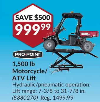 Princess Auto Pro.point 1,500 lb motorcycle/atv lift offer