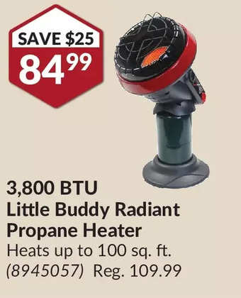 Princess Auto 3,800 btu little buddy radiant propane heater offer