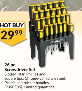 Princess Auto Titan 26 pc screwdriver set offer