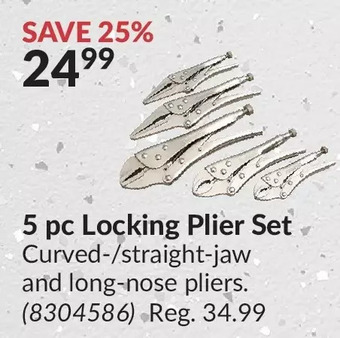 Princess Auto Power fist 5 pc locking plier set offer