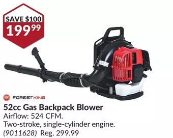 Princess Auto Forest king 52cc gas backpack blower offer