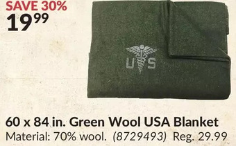 Princess Auto 60 x 84 in. green wool usa blanket offer