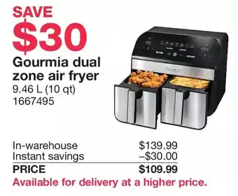 Costco Gourmia dual zone air fryer offer