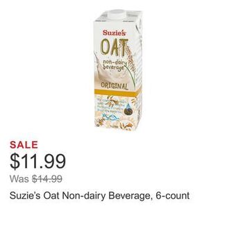 Costco Suzie's oat non-dairy beverage, 6-count offer