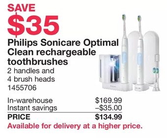 Costco Philips sonicare optimal clean rechargeable toothbrushes offer