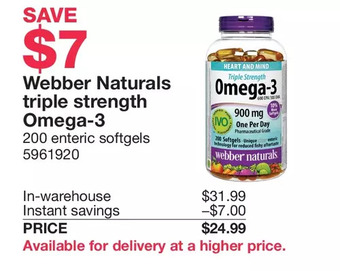 Costco Webber naturals triple strength omega-3 offer