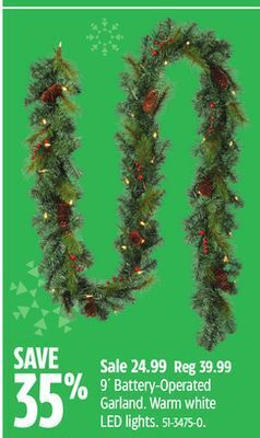 Canadian Tire Noma 9' battery-operated garland offer