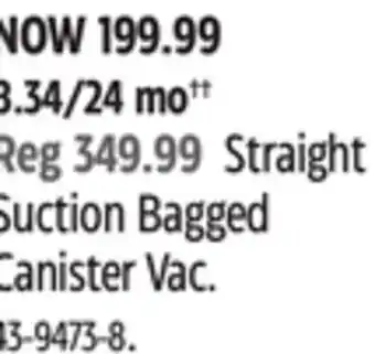 Canadian Tire Kenmore straight suction bagged canister vac offer