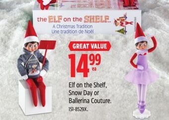 Canadian Tire Elf on the shelf, snow day or ballerina couture offer