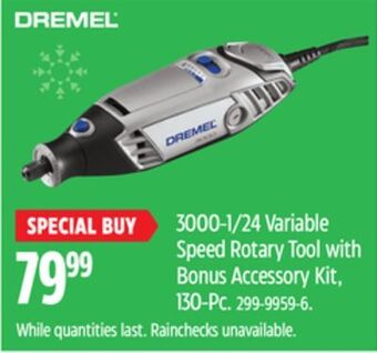 Canadian Tire Dremel 3000-1/24 variable speed rotary tool with bonus accessory kit,130-pc offer