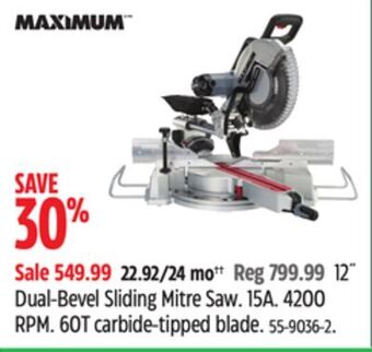 Canadian Tire Maximum 12" dual-bevel sliding mitre saw offer