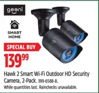 Canadian Tire Geeni hawk 2 smart wi-fi outdoor hd security camera, 2-pack offer