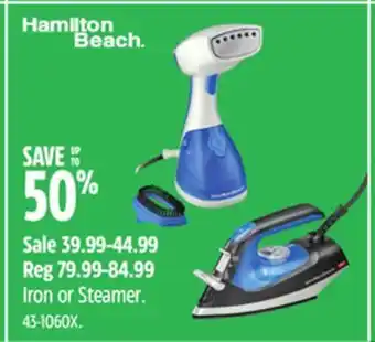 Canadian Tire Hamilton beach iron or steamer offer