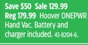 Canadian Tire Hoover onepwr hand vac offer