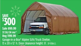 Canadian Tire Shelterlogic garage-in-a-box alpine suv/truck shelter, 13 x 20 x 12' h offer