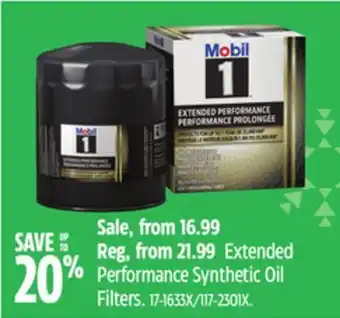 Canadian Tire Mobil performance synthetic oil filters offer