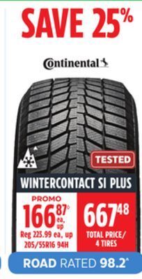Canadian Tire Continental wintercontact si plus tires offer