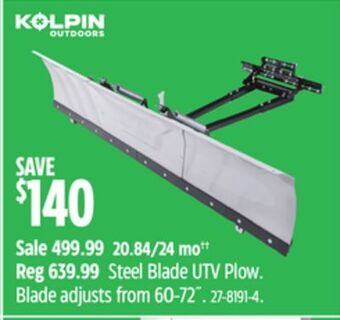 Canadian Tire Kolpin steel blade utv plow offer