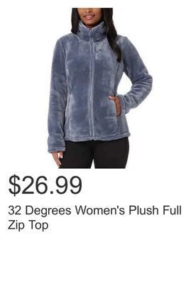 Costco 32 degrees women's plush full zip top offer