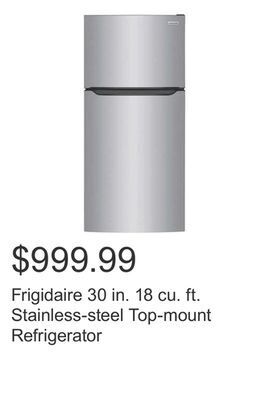 Costco Frigidaire 30 in. 18 cu. ft. stainless-steel top-mount refrigerator offer