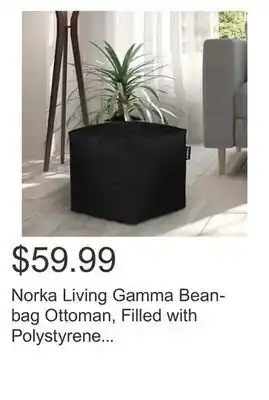 Costco Norka living gamma bean-bag ottoman, filled with polystyrene recyclable beads offer
