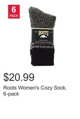 Costco Roots women's cozy sock, 6-pack offer