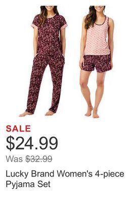 Costco Lucky brand women's 4-piece pyjama set offer