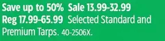 Canadian Tire Standard and premium tarps offer